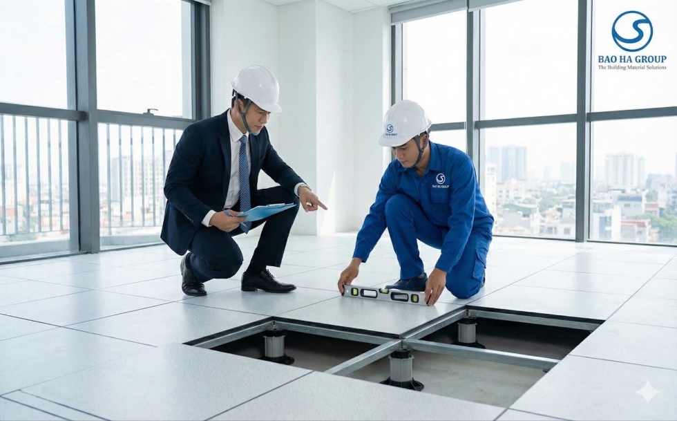 Hoàn thiện và nghiệm thu hệ thống sàn nâng HPL.